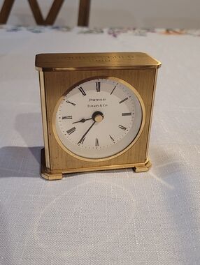 Vintage Tiffany & Co Brass Desk Clock Quartz Movement